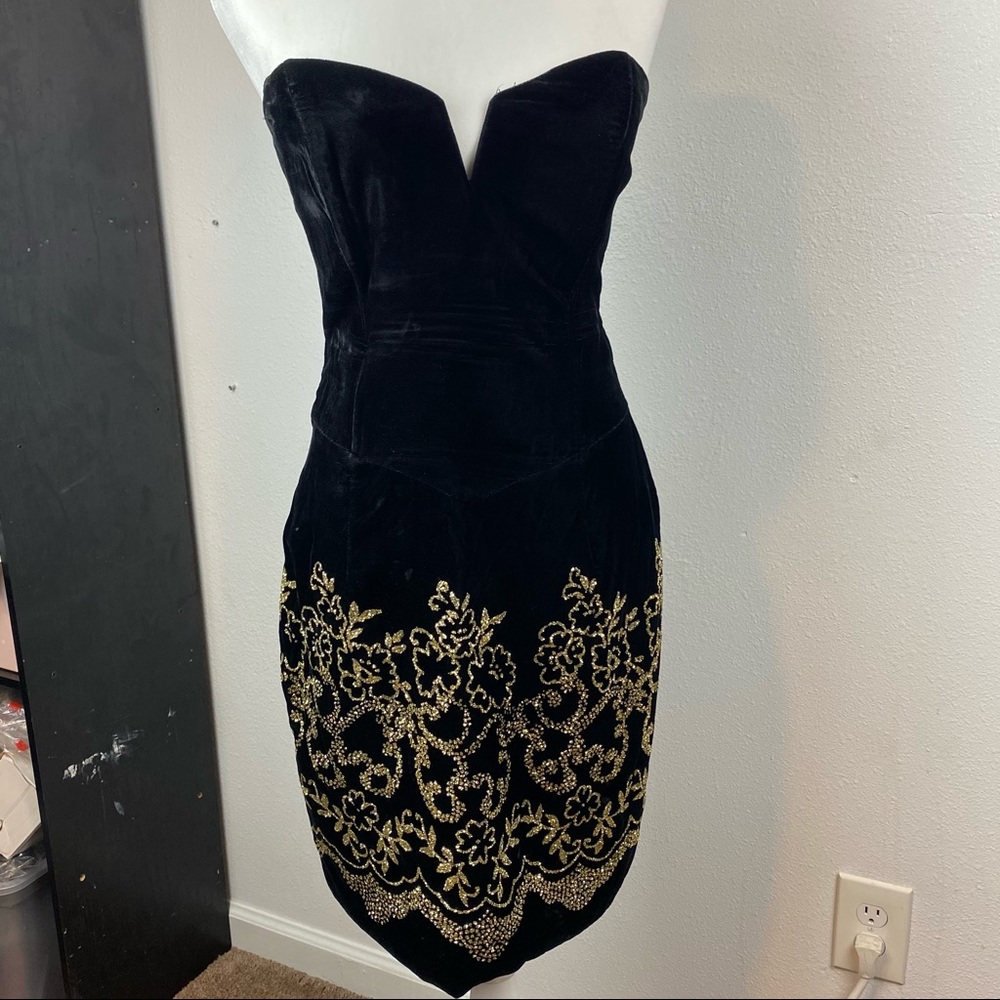 Vintage Scott McClintock Velvet Dress with Gold  details